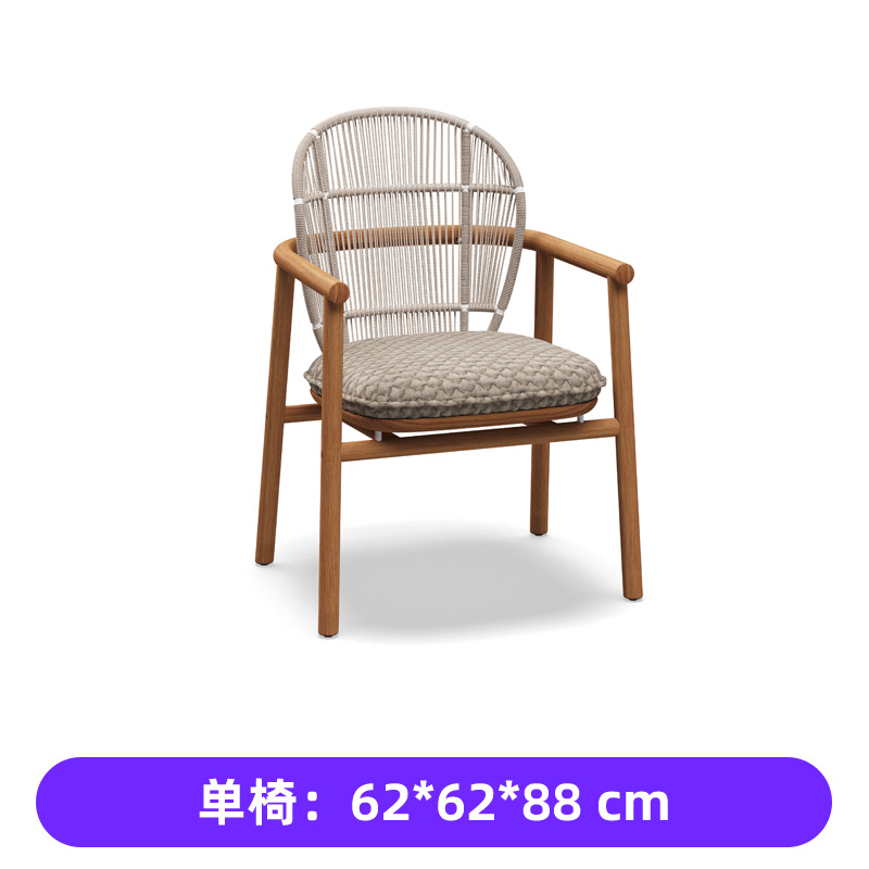 Sofá de madera maciza al aire libre Villa patio jardín impermeable silla de caña ocio muebles balcón sofá creativo