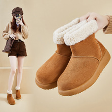 加绒高帮雪地靴女2025冬季新款学生ins韩版保暖休闲鞋厚底增高M03