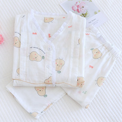 Thin pear-shaped gauze postpartum set maternity sleepwear nursing pajamas long-sleeved long pants home wear