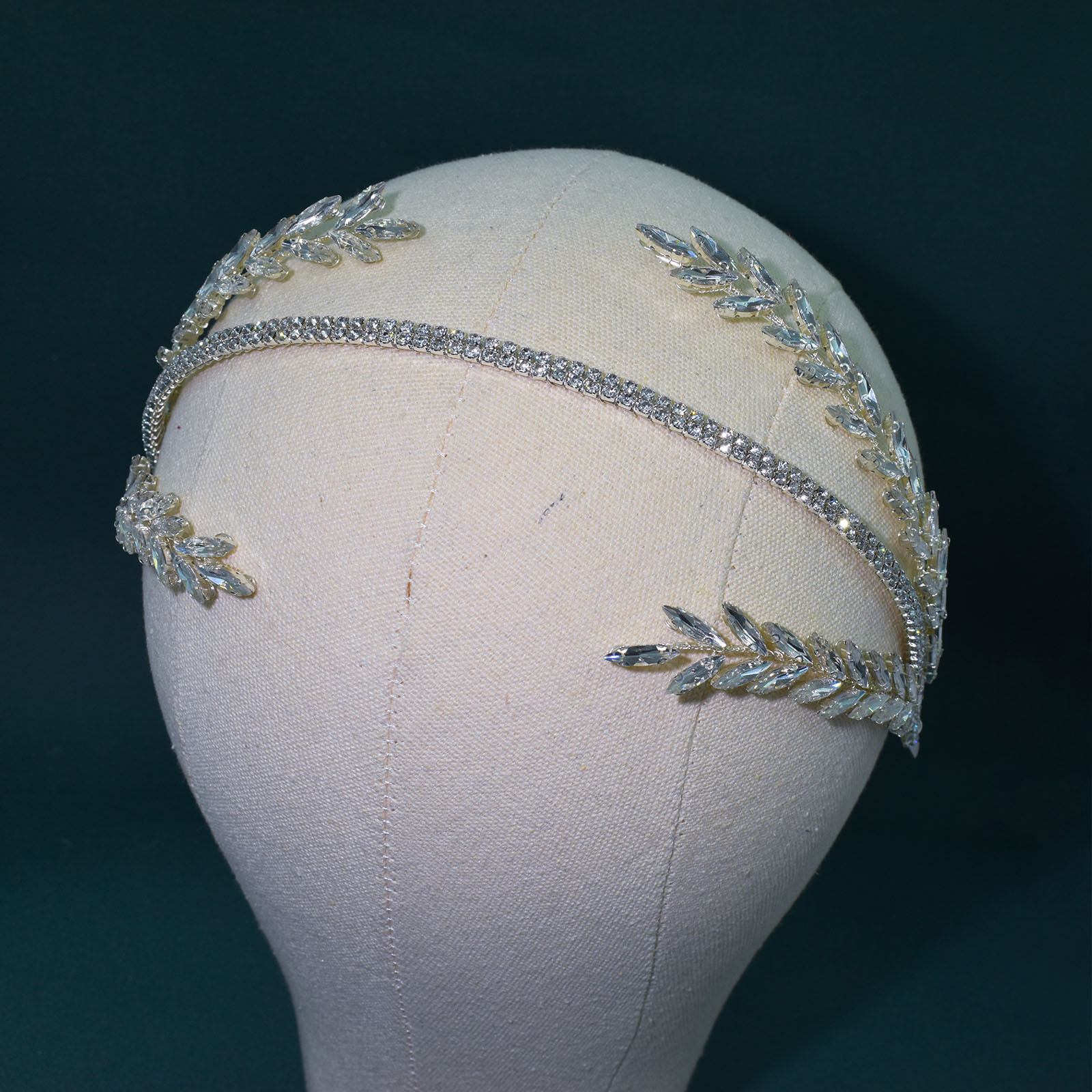 450g Weight Hair Band, Party Headpieces Hair Accessories Type 1 Piece Quantity Holiday, Wedding Occasion Rhinestone Material Leaf Pattern Women's Gender Handmade Design Original Design Style Women's Original Design Leaf Rhinestone Handmade Hair Band Party Headpieces 12