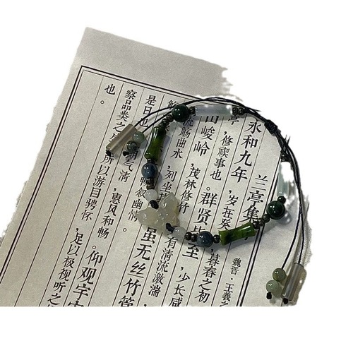 Xiaohongshu Orchid Pavilion Butterfly Bamboo Knot Bead Necklace with New Chinese Style National Style Design, Friendship Gift