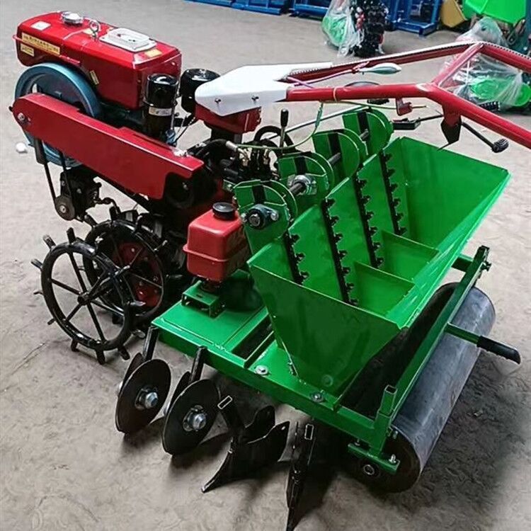 Máquina de siembra de ajo de gasolina y diesel automática, pequeña máquina de siembra de ajo doméstica, máquina de siembra de ajo con espacio de fila ajustable