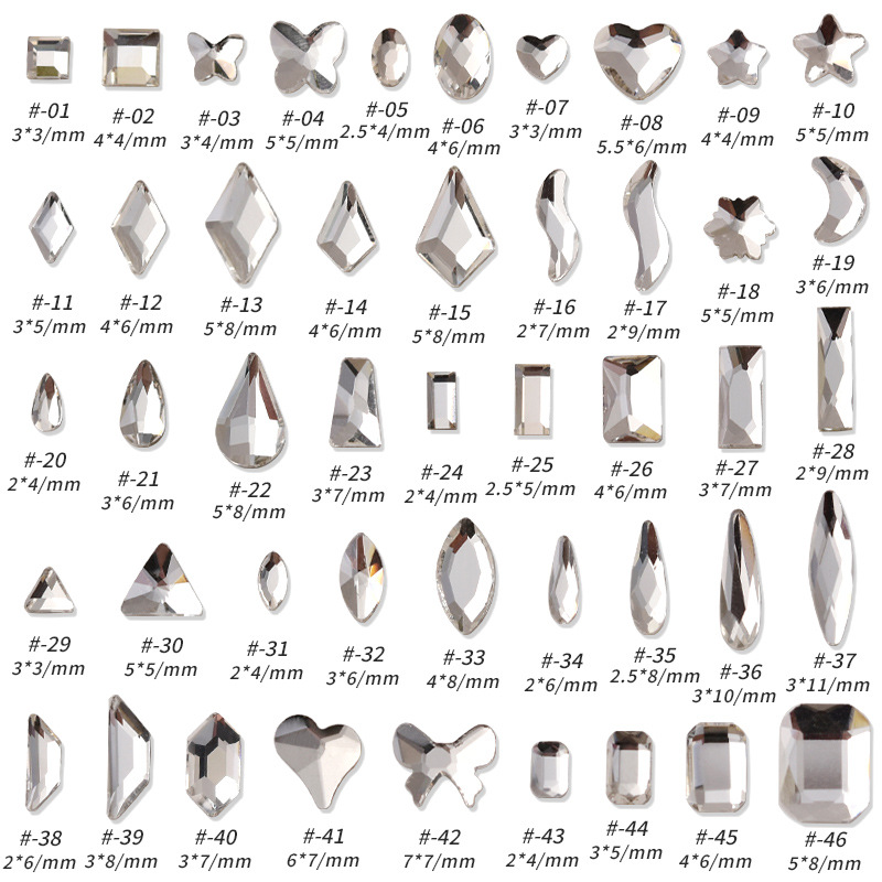 white small transparent diamond for manicure drop-shaped