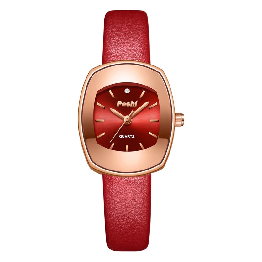 POSHI reloj retro pequeño cubo de vino reloj cinturón de mujer elegante pequeño reloj cuadrado movimiento de cuarzo reloj de mujer al por mayor