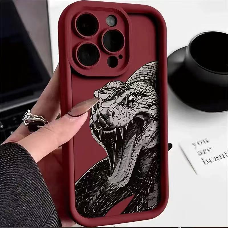 Personalidad nueva pitón para iPhone 16pro funda para teléfono móvil Apple 15 anti-caída 14 Europa y América 13promax/12
