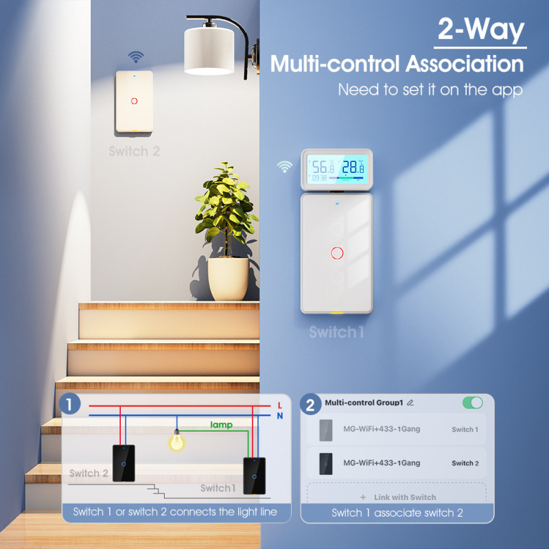 ワイヤレス wifi タッチスマートスイッチゼロファイアバージョンデュアルコントロール Tuya APP 音声タイミング壁米国標準スイッチライト|undefined