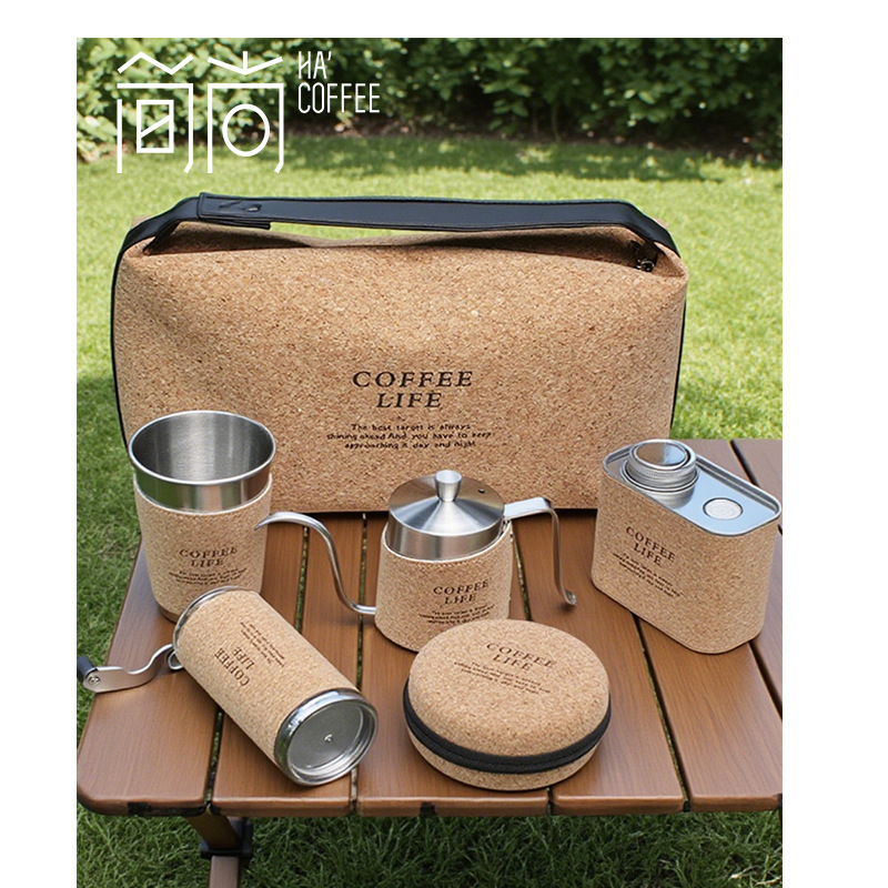 Camping portátil viaje al aire libre mano café conjunto molino de frijoles taza de café mano olla de café mano conjunto de café