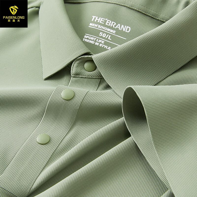 Cross-Border Supply of Seamless Nylon Ice Silk Men's Polo Shirts, Short-Sleeved Thin Air-Conditioning Shirts, Collared Polo Shirts for Men