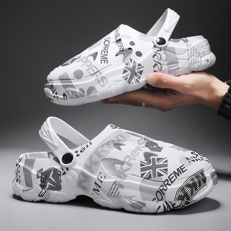 Zapatillas de verano para hombres con suela gruesa, sandalias de playa, zapatos de mierda, dos zapatos de hombre al aire libre.