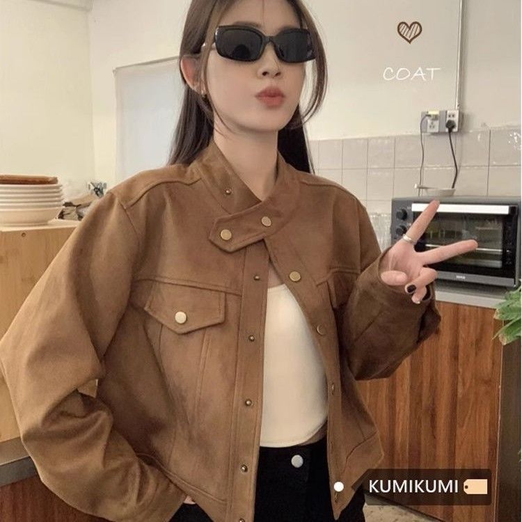 小众设计感夹克短外套女2025秋冬季皮上衣美拉德夹克外套|undefined