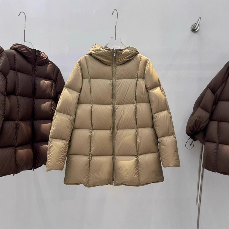商场同款羽绒服女2025冬季新款连帽面包服外套中长款泡芙90豆腐块|undefined