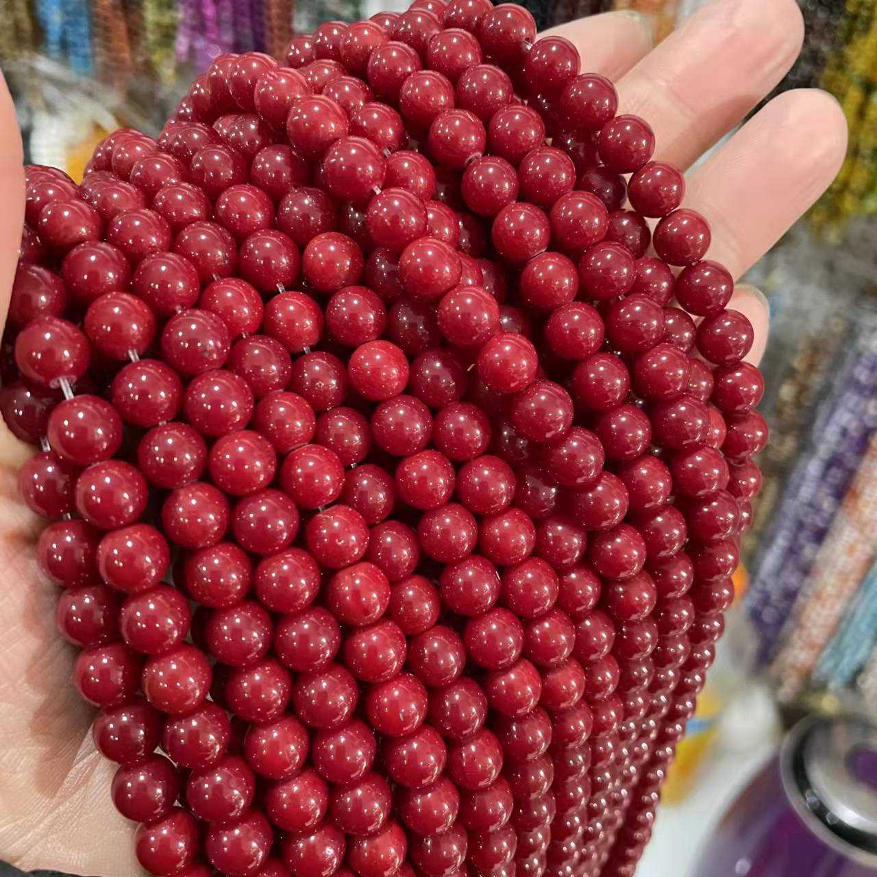 Imitation Red Coral Bead Zisha String Bead DIY Accessory Earrings Bracelets Feng Hu Zhu Cai Wholesale One Piece Drop Shipping