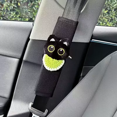 Car Interior Decoration Dropshipping, Seat belt shoulder pad - green-saliva-towel-little-black-cat-black-shoulder-pads-assembly-required
