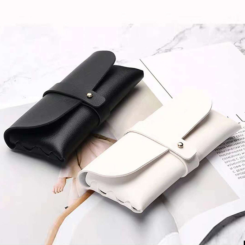 New Portable Leather Glasses Box Soft Bag Fashion Sunglasses Single Buckle Mirror Box PVC Leather Sunglasses Box 05