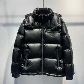 正确版本P家25FW胸前三角标LOGO可拆帽羽绒服OS版型百搭保暖抗寒