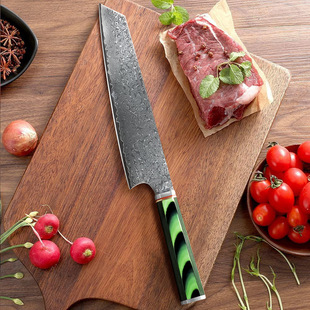 Damascus resin kitchen knife Western chef knife slicing knife VG10 kitchen knife fish raw food Cleaver
