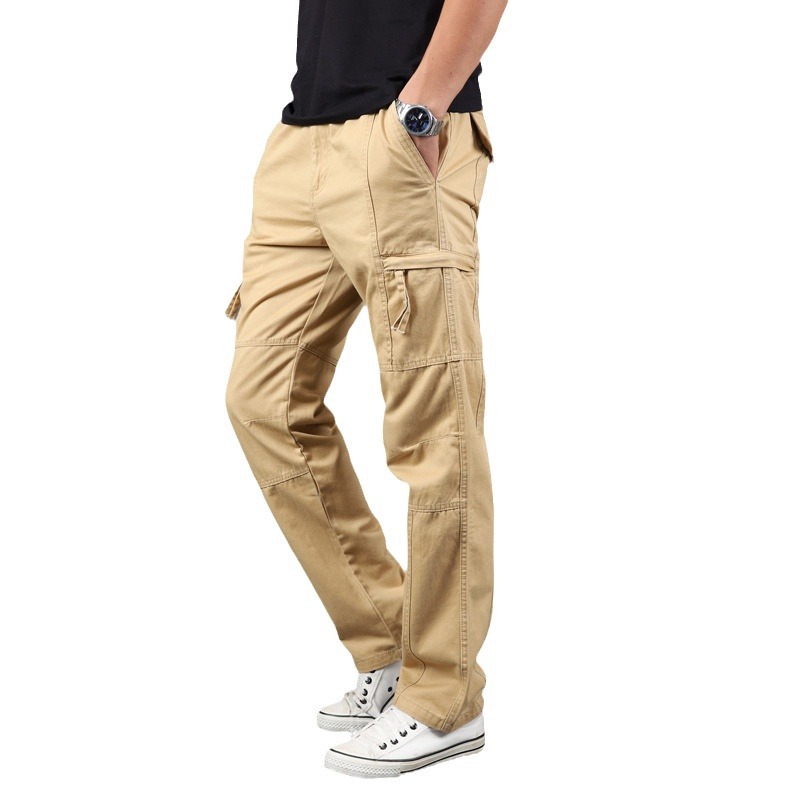 Gruesos pantalones casuales de los hombres de Primavera/Verano delgado más el tamaño multi-bolsillo de la marca de moda de los hombres pantalones largos deportivos sueltos rectos