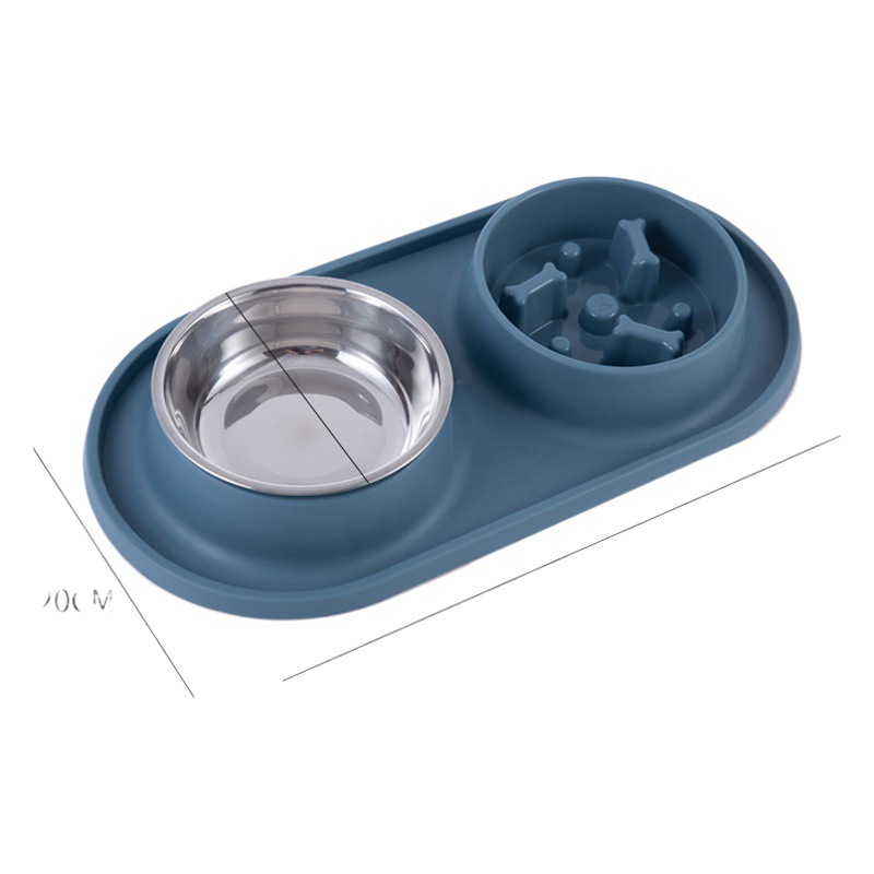 Tazón de Doble Uso para Mascotas, Perros y Gatos, Tazón de Acero Inoxidable Reemplazable para Perros, Tazón de Silicona Antiasfixia para Alimentación Lenta