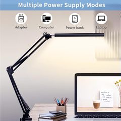 学生クリップ目の保護テーブルランプデスクランプオフィスワークコンピュータロングアーム折りたたみ読書 LED ランプ