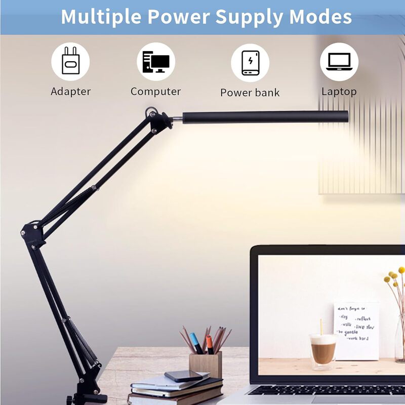 Student Clip Eye Protection Desk Lamp Desk Lamp Office Work Computer Long Arm Foldableing Reading Led Lamp