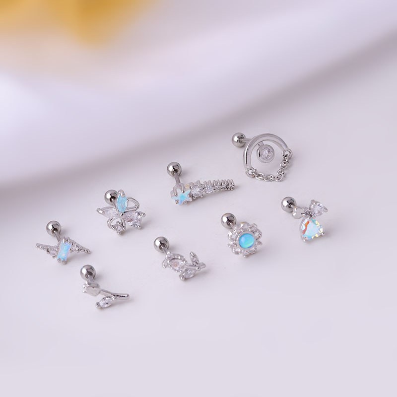 New 0.8MM titanium steel thin rod fashion geometric single ear bone studs