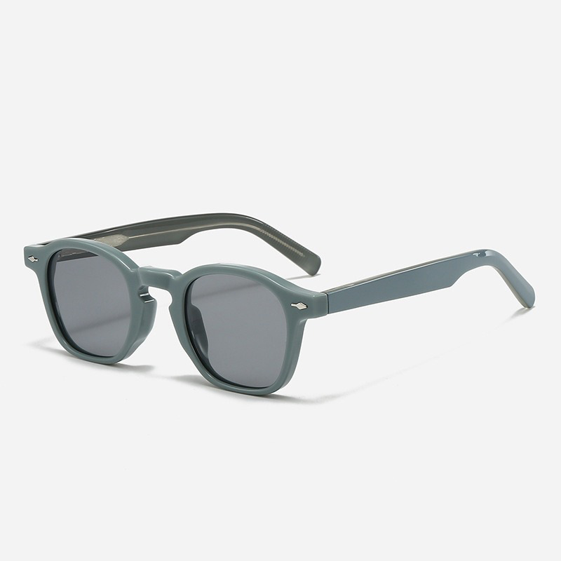 Unbranded Round-Frame Acetate Sunglasses Blue Grey Grey