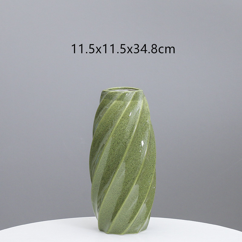 Cerámica moderna simple rayas florero sala de estar Azul Rojo creativo suave decoración del hogar flor seca arreglo floral