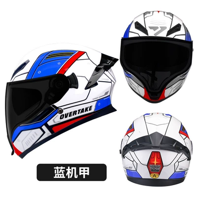 3C Certified, Suitable for All Seasons, Motosiklet kaskı (dəbilqə) - 3cdot-certified-blue-mecha-black-tea-mirror-transparent-mirror-m53-55-head-circumference