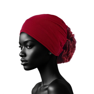 Women's New Tape Cap Big Flower Middle Eastern Tape Cap Stylish Cloth Pullover Cap Classic Flower Decoration Fashion Party