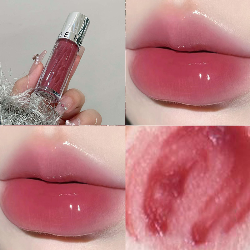 HERORANGE esmalte de labio de espejo, vidrio de agua, labios transparentes, hidratantes, brillo de labios coreano.