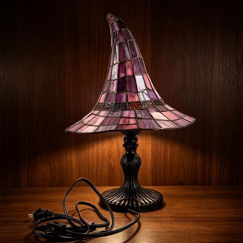 Cross-border new Stained Glass Witch Hat Lamp decorative lamp night…