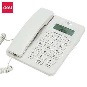 [得力13606座机黑色坐机有线家用固定电话机固话免提清晰来电显示]