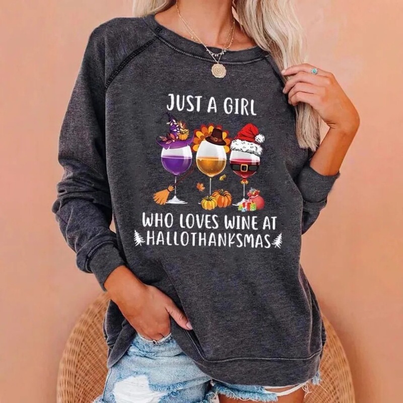 Long-Sleeved Sweatshirt with Shoulder Straps for Women, Round Neck, Printed, Casual, Comfortable, Commuter Style, Main Fabric Made of Elastic Fiber Long-Sleeved Sweatshirt with Shoulder Straps for Women, Round Neck, Printed, Casual, Comfortable, Commuter Style, Main Fabric Made of Elastic Fiber