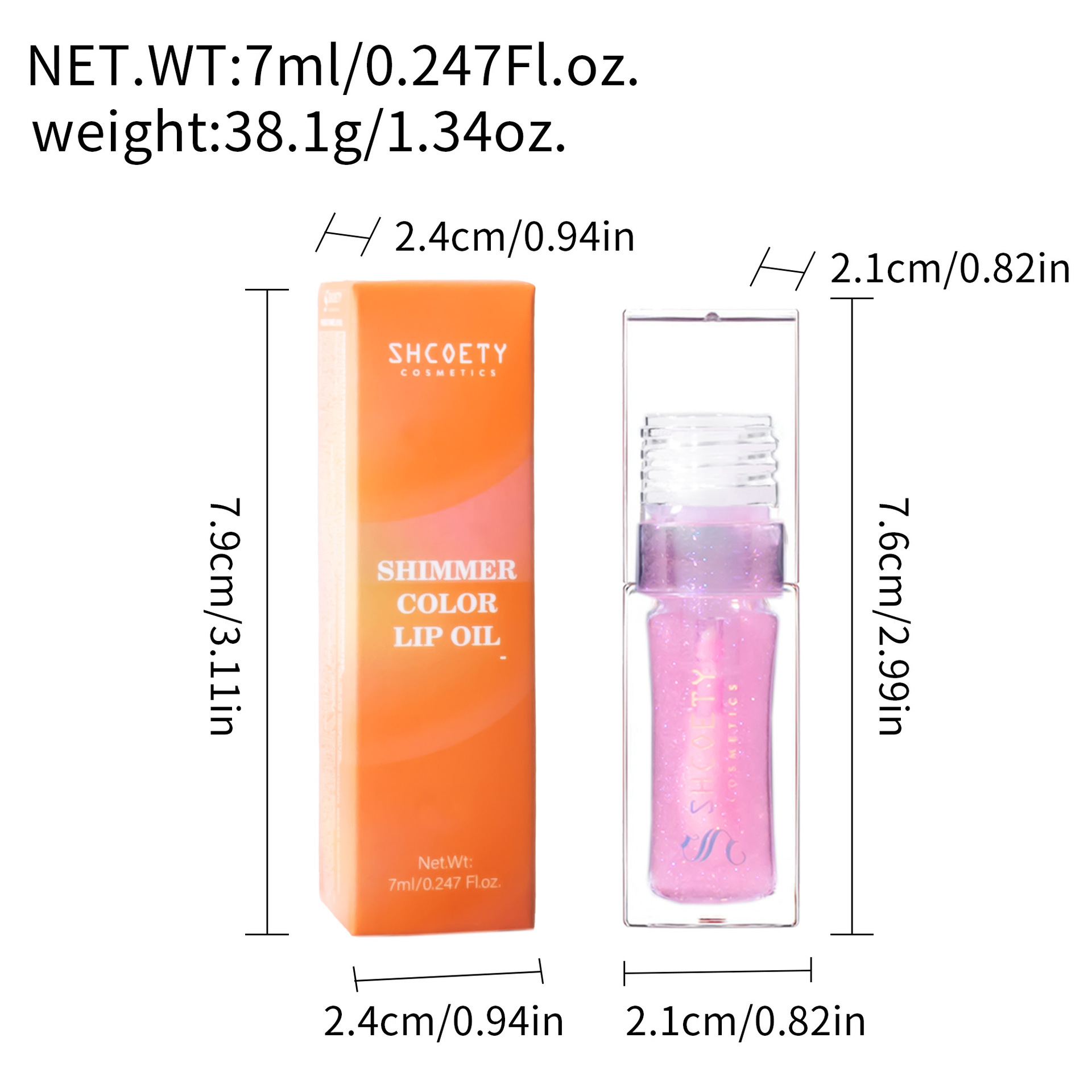 SHCOETY Cross-border Thermochromic Lip Oil Moisturizes and hydrates, easy to color, pearlescent fine shimmering color-changing lip gloss, and dudu Lip gloss Specification drawing