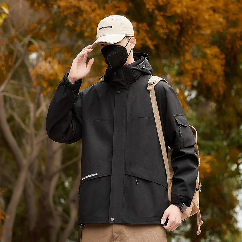 2558 Cross-border Physical Store Second Opening Spring and Autumn Outdoor Windbreaker Couple Mountaineering Jacket Trendy Hooded Fashion Patchwork