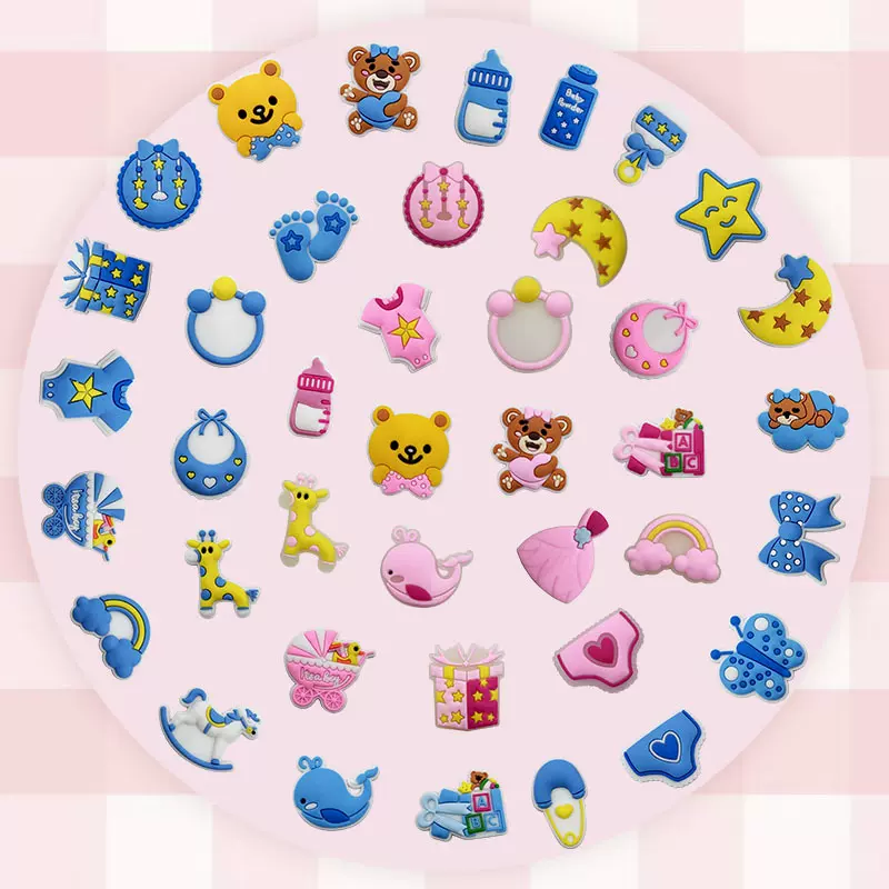 厂家直供儿童宝宝鞋花饰品配件PVC软胶材质鞋扣自主DIY洞洞鞋配饰