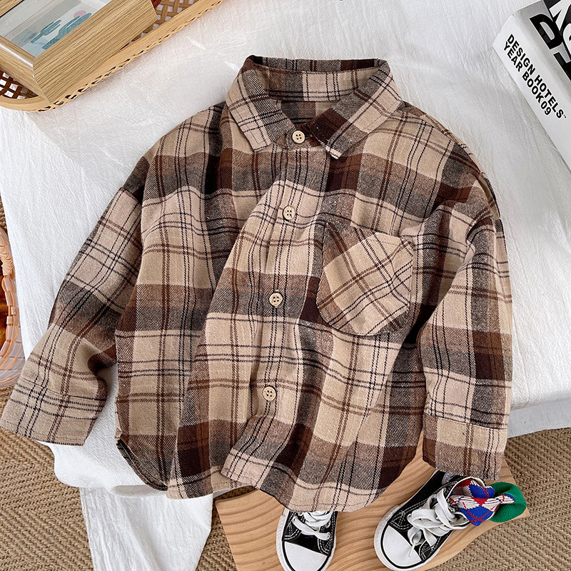 British Style Plaid Cotton Boys Clothing Sets display picture 2