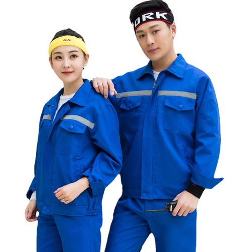 Spring and Autumn Long Sleeve Men's Workwear Factory Sanitation Uniform Automotive Repair Construction Site Protective Workwear Railway Reflective Strip Work Uniform Set