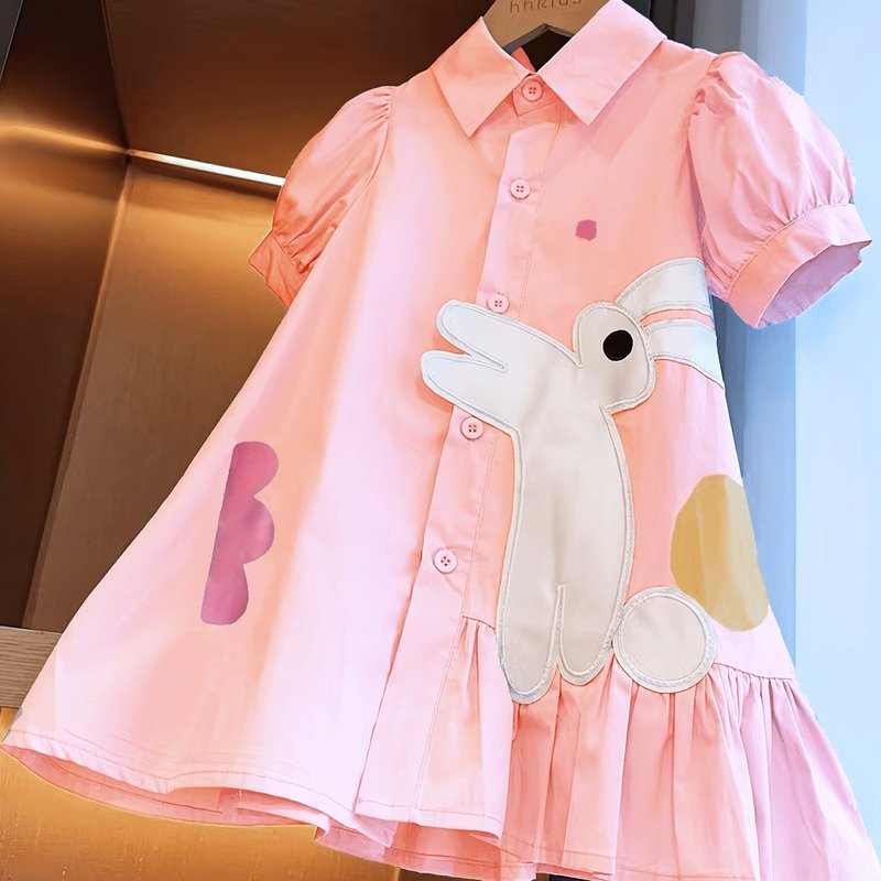 children's dress cute girl's short sleeved dress kids clothi|undefined