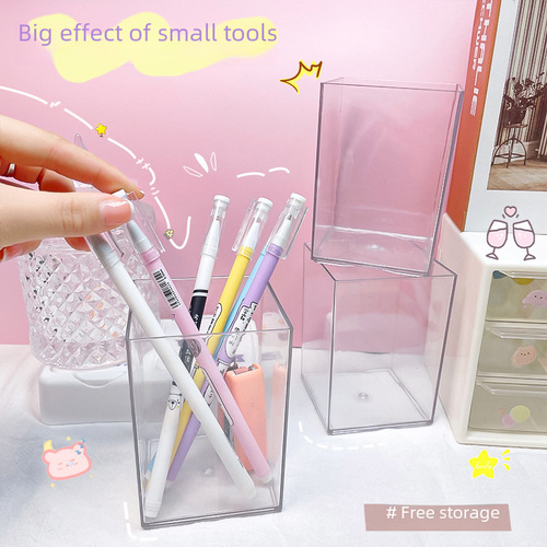 Korean Creative Transparent Pen Holder, Simple and Cute Girl's Desk Organizer, Adorable Stationery Storage, Student Ins Style