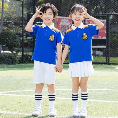 幼儿园园服夏装2021新款学院风短袖小学生校服polo衫班服厂家批发