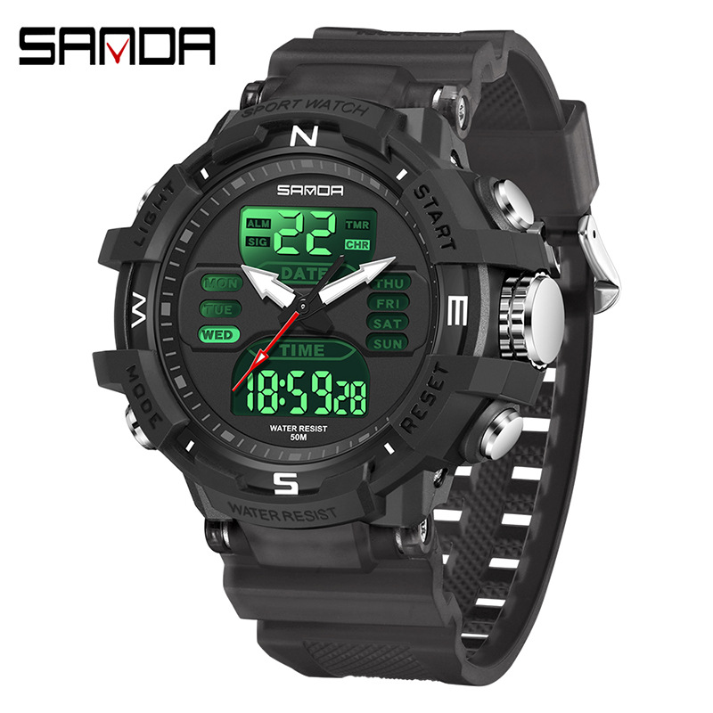 SANDA moda moda reloj electrónico pareja multifunción cuenta regresiva cronómetro deportivo impermeable