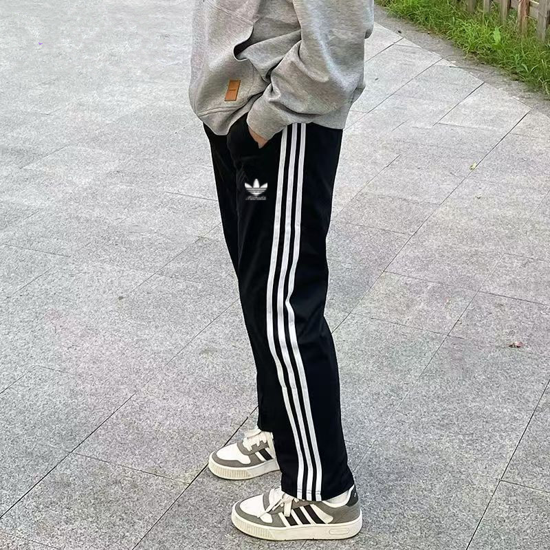 Embroidered Pure Cotton Sweatpants for Men and Women, 2025 Autumn New Style, Three-Stripe Loose Straight-Leg Clover Sports Pants, Casual Pants