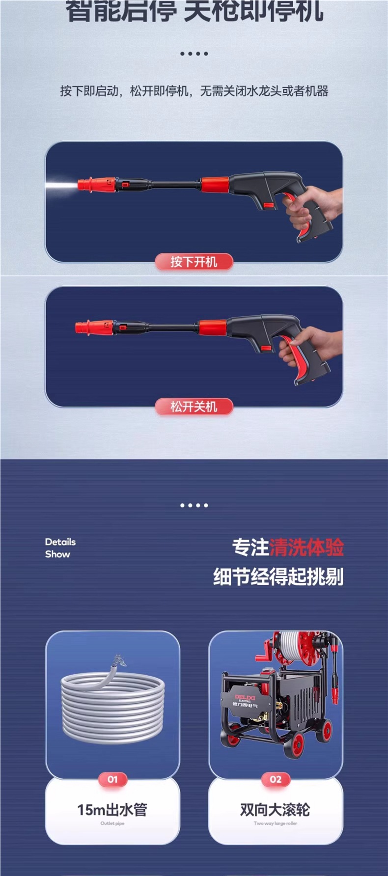 Delixi Car Washing Machine Artifact Household 220V High-Pressure Water Pump High-Power New Water Gun Portable Powerful Floor Washing
