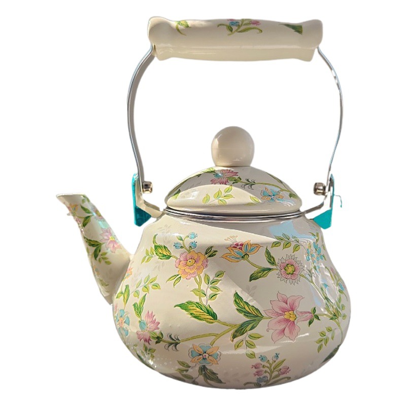 Esmalte de la vendimia 1,5 L hervidor de agua con fugas red tetera de leche té de café olla de elaboración de la cerveza flor té medicina esmalte porcelana olla