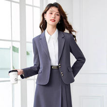 灰色西装外套女士轻职场学院风大学生春秋面试穿搭正装西服套装裙