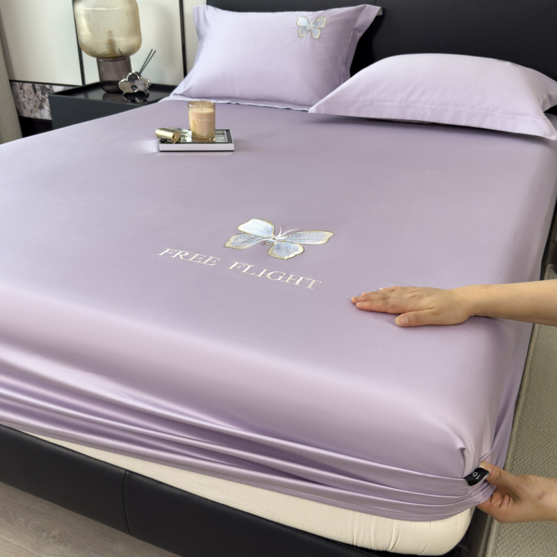2025 nuevo estilo de lujo ligero de algodón de fibra larga sábana de algodón puro pieza individual 100 juego de cama de algodón cubierta protectora de colchón Simmons