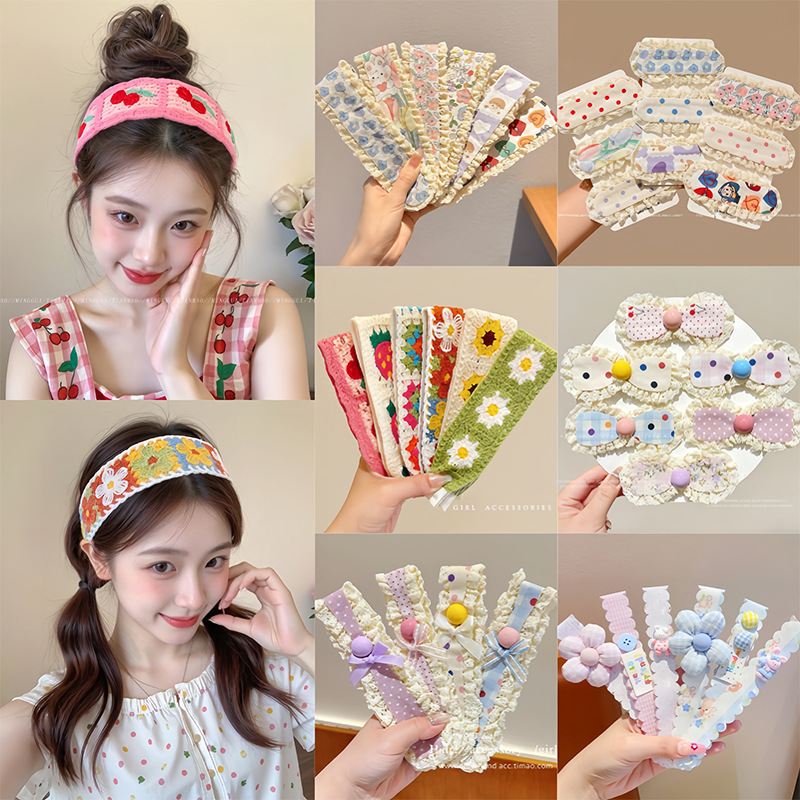 Sweet and cute magic tape hair band, lace wide-brimmed headband, hair hoop for women, fringe and bangs hair clip, head accessory, hairpin