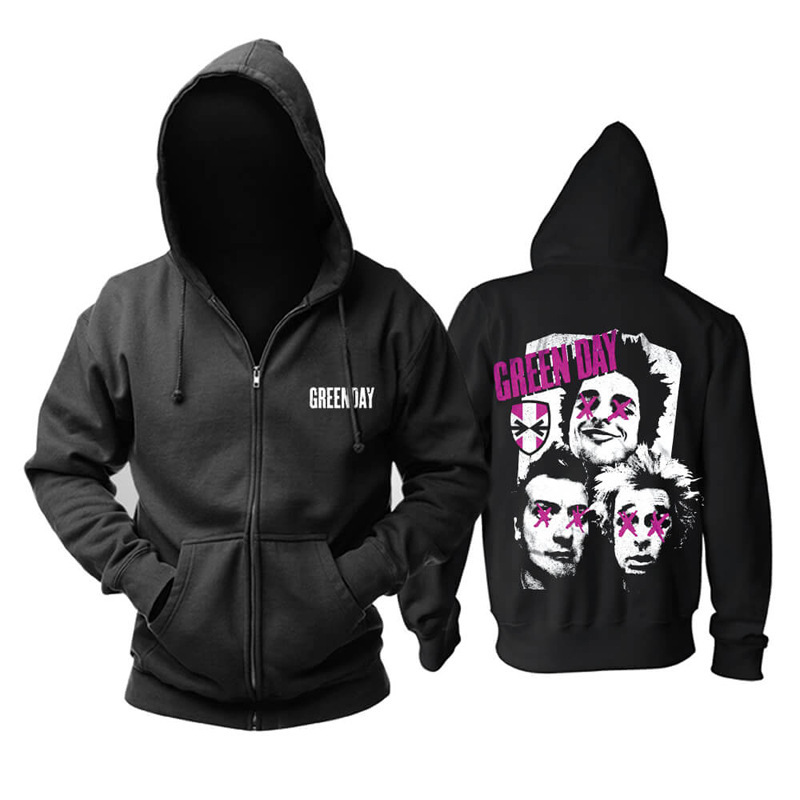 European and American Green Day Green Day Band Rock Punk Men's Long Sleeve Loose Zipper Jacket Hooded Sweater