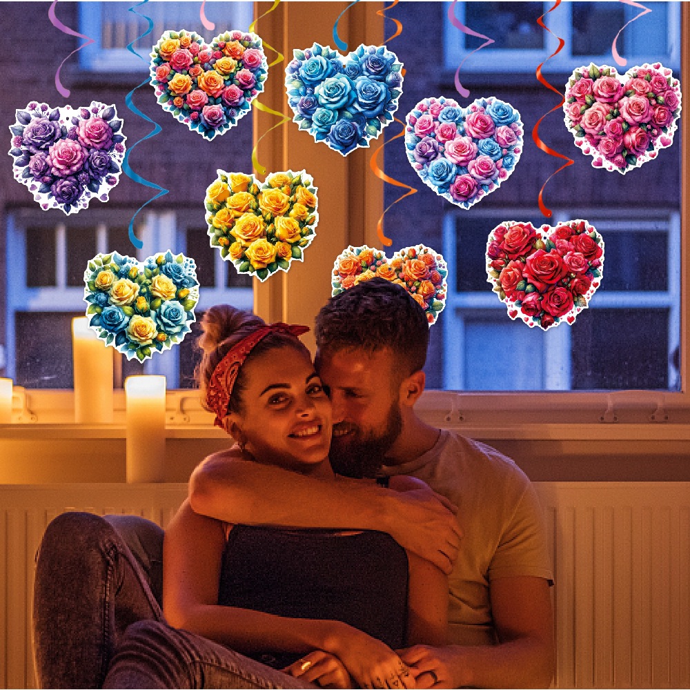 Adornos en espiral en forma de corazón de Amazon Propuesta de matrimonio de San Valentín Boda Amor romántico Colgante en espiral de rosas
